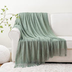 BATTILO HOME Sage Green Throw Blanket for Couch, Sage Green Decor, Knit Throw Blankets for Bed, Spring Throw Blanket Light Bl