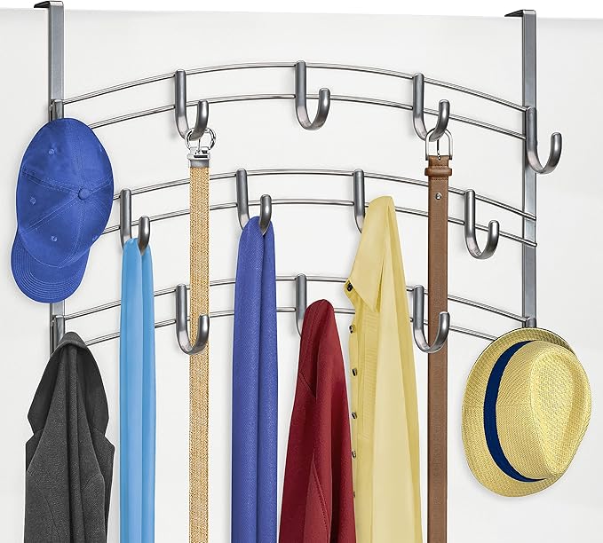 LYNK Professional® Home™ Over Door Hooks Rack - 14 Hook Over Door Hanger - Over Door Towel Rack - Hanging Towels or Clothes -