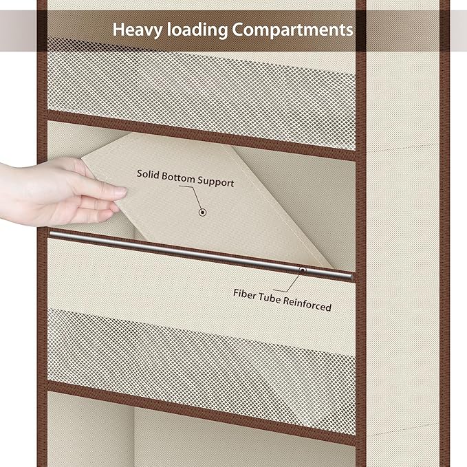Univivi 6-Shelf Over Door Hanging Organizer Fabric Baby Door Storage with 5 Large Pockets and 3 Small PVC Pockets Wall Mount 