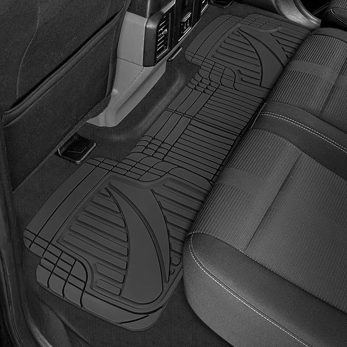 Motor Trend FlexTough™ Advanced Black Rubber Car Floor Mats – Heavy Duty Trim to Fit All Weather Floor Mats for Cars Truck SUV - Automotive Car Interior Floor Liner Protection - Universal Fit