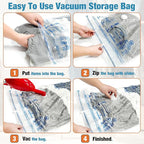 Vacuum Storage Bags, 10 Small Space Saver Vacuum Seal Bags, Space Bags, Vacuum Sealer Bags for Clothes with Travel Hand Pump 