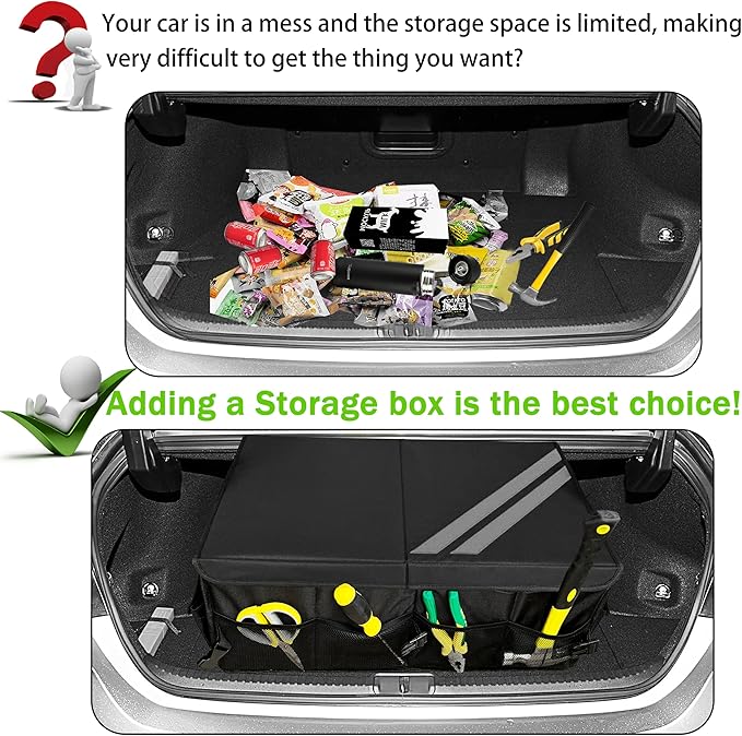YOSRTER for Dodge Charger Durango Challenger Ram Car Trunk Organizer Collapsible Storage Box with Handle Foldable Lid Non