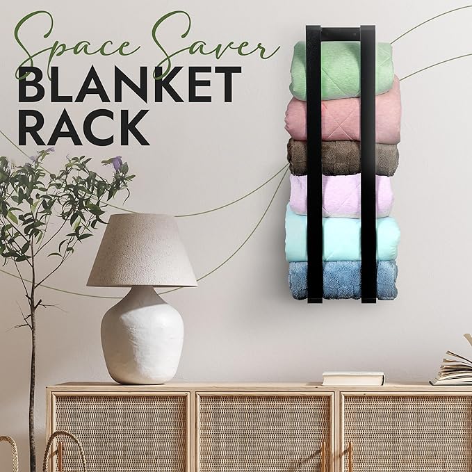 RELODECOR Blanket Wall Rack – Floating Shelf for Living Room & Bedroom, Rustic Wall-Mounted Blanket Holder, Bedding & Towel O