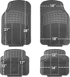 FH Group Automotive Floor Mats Universal Fit Heavy Duty Rubber for All Weather Protection Fits Most Cars, SUVs, and Trucks, 4 Piece (Full Set Trimmable) Gray