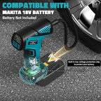 150PSI Tire Inflator Portable Air Compressor: Cordless Air Pump Compatible with Makita 18V Battery - Car Tire Pump with Digital Pressure Gauge & LED Light for Auto, Motorcycles(Bare Tool)