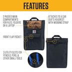 Carhartt Front Seat Car Organizer, Passenger Seat Storage & Organization for Books, Files, Folders, Laptop & More, Black