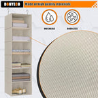 Hanging Closet Organizer, Easy Mount Foldable 6-Shelf Hanging Closet Wardrobe Storage Shelves, Clothes Handbag Shoes Accessor