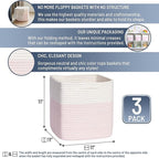 NaturalCozy Storage Cubes 11 Inch Cotton Rope Woven Baskets for Organizing, 3-Pack | Cube Storage Bin | Square Storage Basket