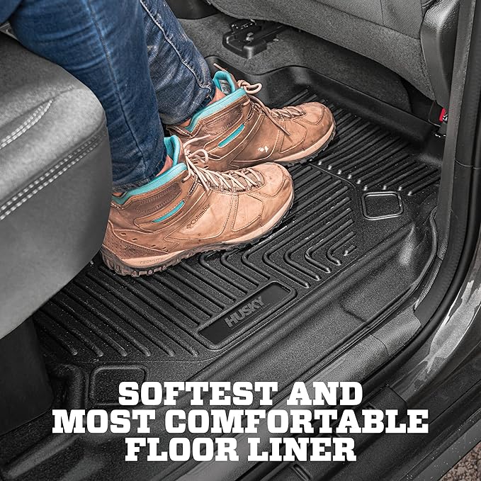 Husky Liners X-act Contour Floor Mats | Fits 2021-2024 Ford F-150 SuperCrew with Fold Flat Storage; 2017-2024 Ford F-250/F-350/F-450 SuperCrew | 2nd Row, 1-pc Black - 53381