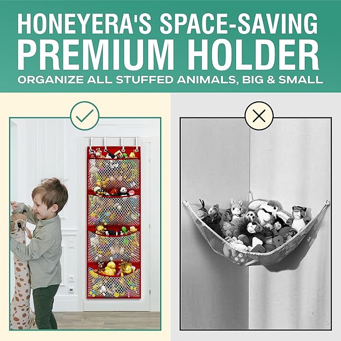 Honeyera Storage for Stuffed Animal - Over Door Organizer for Stuffies, Baby Accessories, and Toy Plush organizer/Easy Instal