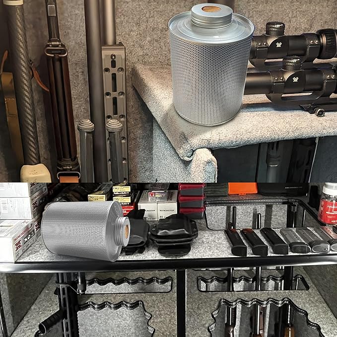 750 Grams 6pcs Gun Safe Dehumidifier, Reusable Canister Desiccant Dehumidifier, Rechargeable 1.65 Lbs Indicating Silica Gel O