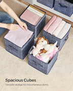 SONGMICS Storage Cubes, 11-Inch Non-Woven Fabric Bins with Double Handles, Set of 6, Closet Organizers for Shelves, Foldable,