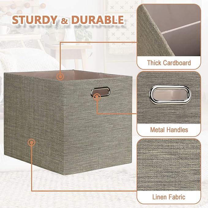 Posprica 13x15x13 Storage Cube Bins, Foldable Collapsible Storage Bins Boxes, Fabric Decorative Storage Baskets Organizer for