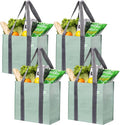 VENO 2-4 Pack Reusable Grocery shopping Bags, Medium Tote Bag w/Handle Hard Bottom, Heavy Duty, Foldable Carrier