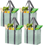 VENO 2-4 Pack Reusable Grocery shopping Bags, Medium Tote Bag w/Handle Hard Bottom, Heavy Duty, Foldable Carrier