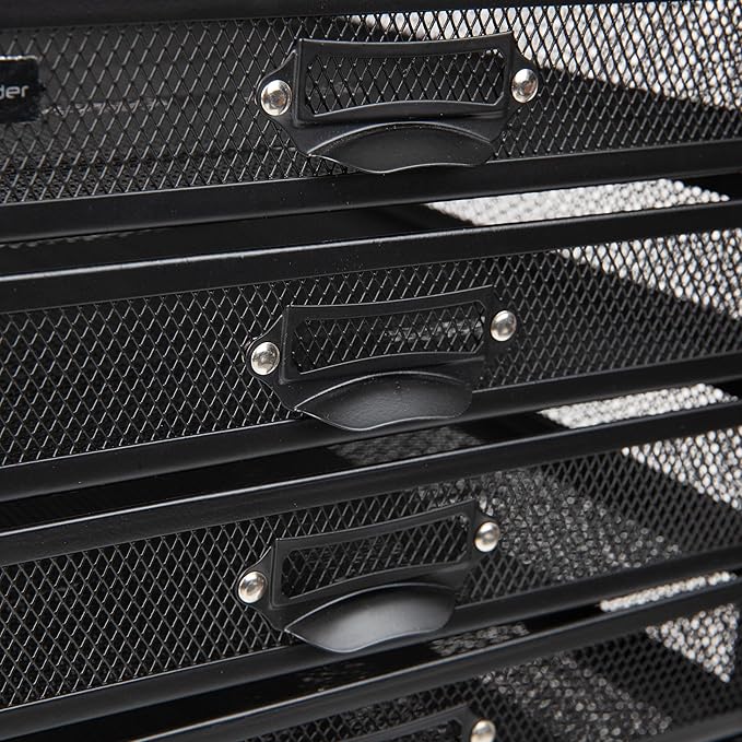 Mind Reader File Storage Drawers, Desk Organizer, Multi-Purpose, Crafts, Office, Metal Mesh, 11"L x 14"W x 11"H, Black, 5 Dra