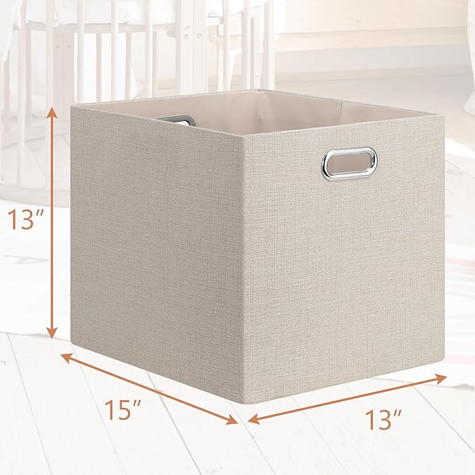 Posprica 13x15x13in Collapsible Storage Bins, Fabric Foldable Cube Storage Boxes, Decorative Storage Baskets Organizer for IK