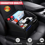 Car Storage Organizer [2025 UPDATED] Leather Car Caddy Basket for Front Seat Floor Back Seats Metal Handle 6 Compartments Adj