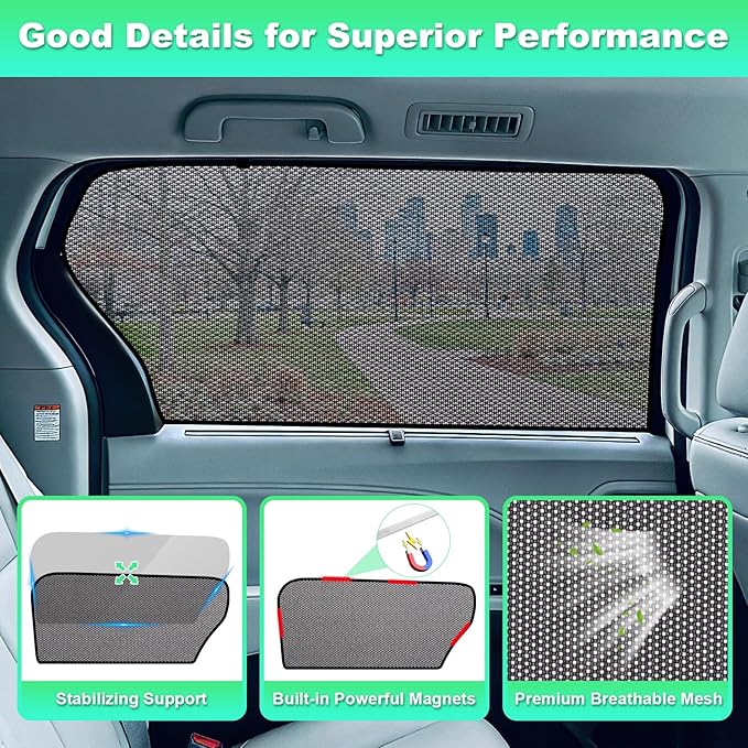 Car Window Shades for 2021-2025 Sienna - Rear Side Window Sun Shade for Baby, Breathable Mesh Car Privacy Window Covers, UV Protection and Heat Insulation for Road Trips, Napping, Camping