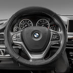 FH Group Universal Fit Genuine Leather Sport Steering Wheel Cover Fits Most Cars, SUVs Black