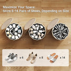 Vailando Shoe Organizer for Closet - Cylindrical Shoe Storage Organizer with Adjustable Dividers for Closet, Foldable Shoe St