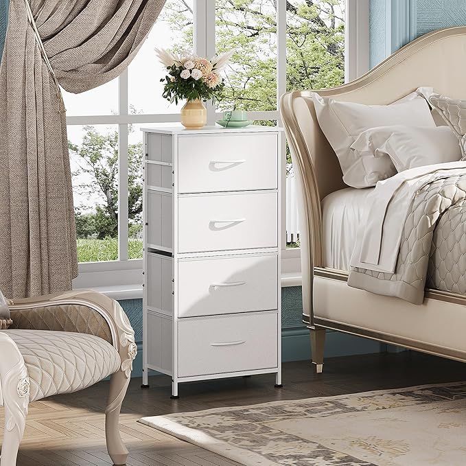 WLIVE Dresser with 4 Drawers, Storage Tower, Organizer Unit, Fabric Dresser for Bedroom, Hallway, Entryway, Closets, Sturdy S