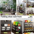 BMOSU 3-Tier Bamboo Extended Shoe Rack Premium Stackable Shoe Shelf Storage Organizer for Hallway Closet Living Room Entryway