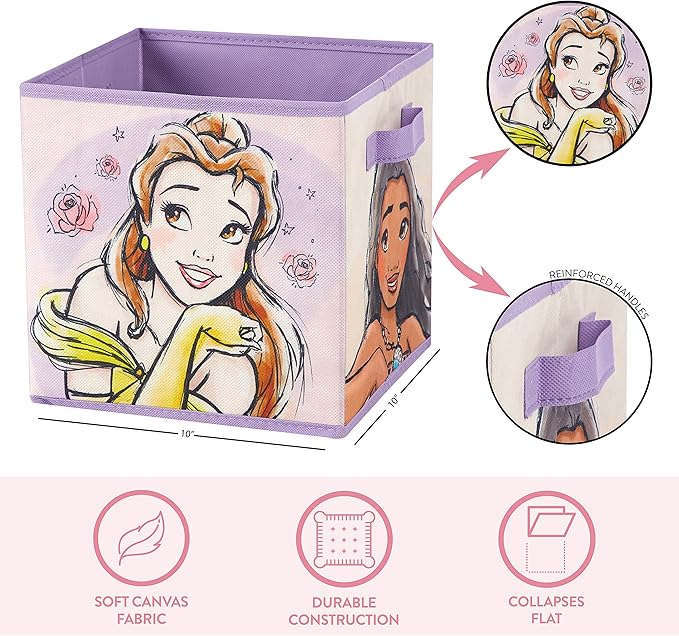 Disney Princess Collapsible Storage Cubes, Set of 2, 10"x10"