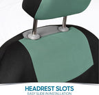 BDK PolyPro Car Seat Covers Full Set in Mint on Black – Front and Rear Split Bench Seat Covers Accessories for Auto Trucks Va