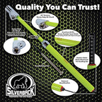 Silverback Hi-Visibility Green Dual Foot Commercial Truck Tire Pressure Gauge, Recalibratable. Heavy Duty Stick Gauge with Black Metal Bar, Range 10-150 PSI in 2 PSI Increments.