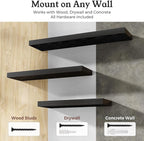 Floating Shelves for Wall, 9.3" Deep Wall Mounted Wood Shelves for Bathroom, Bedroom (Black, 48)