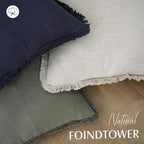 Foindtower Set of 2 Decorative Linen Fringe Throw Pillow Covers Cozy Boho Farmhouse Cushion Cover with Tassels Soft Accent Pi