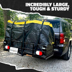 Mockins 30 Cu Ft Trailer Hitch Cargo Carrier Bag | 60"x24"x36" Weatherproof Cargo Bag for Hitch Carrier | Waterproof Truck Bed Storage Set | Vinyl Vehicle Soft-Shell Carriers for Road Trips & Camping