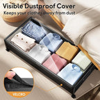 Under Bed Storage with Wheels，4 Pack Under Bed Storage Containers,Underbed Shoe Storage Bedroom Large Capacity Under Bed Stor
