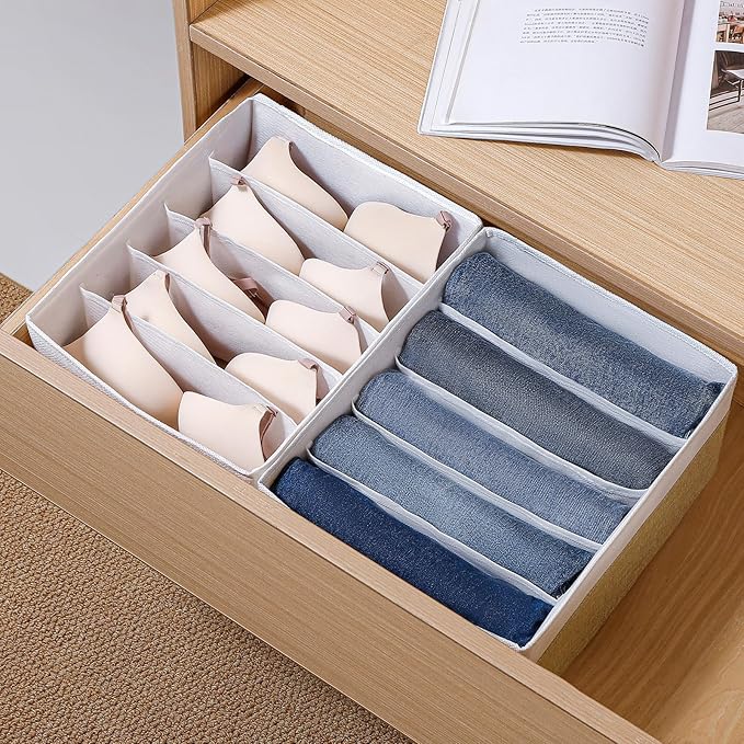 Jeans Drawer Organizers for Clothing,5 Grids Compartment Wardrobe clothes organizer,Fabric Washable Closet Organizers and Sto