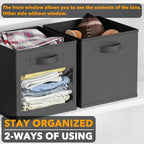 SpaceAid Storage Cubes with Clear Windows, Set of 6 Fabric Bins, 11 Inch Foldable Baskets Boxes for Closet, Cubby Shelf or Cu