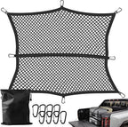 Truck Bed Cargo Net, Stretchable from 4'x4' to 7'x7',High Elastic Cargo Net with Storage Bag and 8 rustproof Buckles, Ideal for ATV, SUV, UTV, Truck and Boat Use, Black