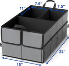 EPAuto Foldable Car Trunk Organizer for SUV, 3-Compartment with Removable Divider, Dark Gray