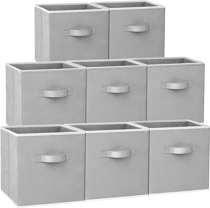 Criusia Large Storage Cubes - 13 Inch Heavy Duty Fabric Storage Bins for Shelves Closet, Cube Organizer - 8 Pack Collapsible 