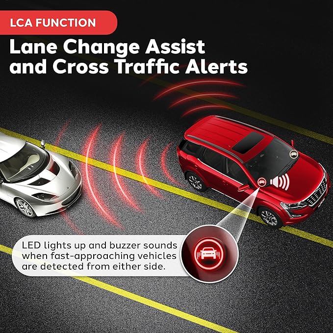 Pyle Ultrasonic Blind Spot Detection System, BSD Change Lane Safer, BSA BSM Blind Spot Monitoring Assistant Car Driving Secur