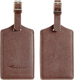 Travelambo Luggage Tags for Suitcases PU Leather Travel Tags Bag Tags Privacy Protection Travel Essentials