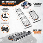 Mockins 85"x24"x4" Extendable Skinny Roof Rack Cargo Carrier w/ 20 CuFt Soft-Shell Rooftop Cargo Bag for Top of Car | 250 Lbs Cap Weatherproof Narrow Car Top Carrier Set w/Straps, Lock, & Carry Case