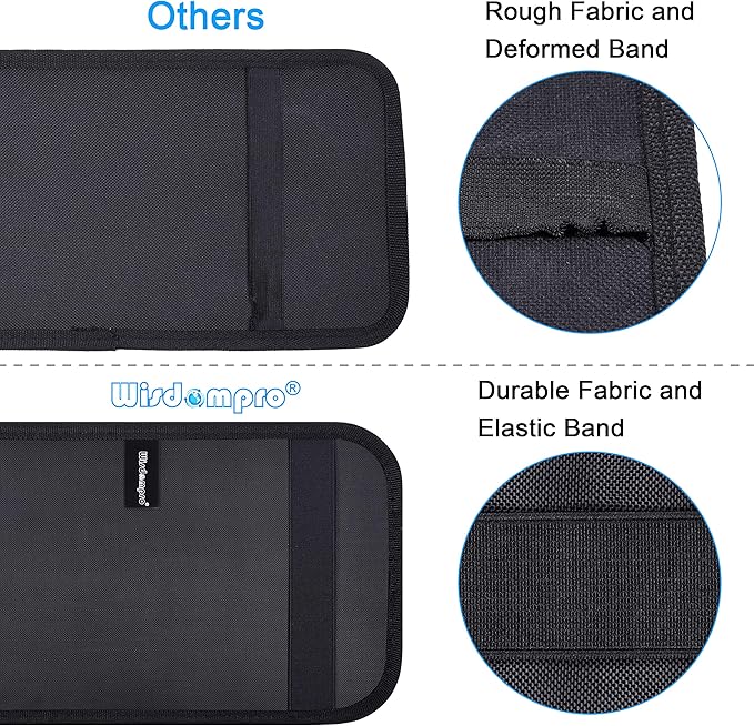 Car Sun Visor Organizer, Wisdompro Vehicle Interior Accessories Storage Pouch Auto Registration Holder with Elastic Strap for Sunglass, Documents, Cards, Pen, Drivers License, etc. (Black)