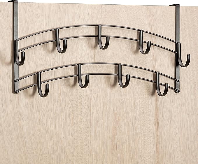 LYNK Professional® Home™ Over Door Hooks Rack - 9 Hook Over Door Hanger - Over Door Towel Rack - Hanging Towels or Clothes - 