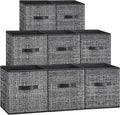 SONGMICS Storage Cubes, 10.2 x 10.2 x 11 Inches Non-Woven Fabric Bins with Double Handles, Set of 8, Closet Organizers for Sh
