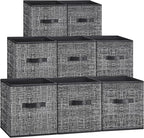 SONGMICS Storage Cubes, 10.2 x 10.2 x 11 Inches Non-Woven Fabric Bins with Double Handles, Set of 8, Closet Organizers for Sh