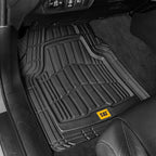 CAT PU Leather Seat Covers for Cars – (2) Front Seat Covers with (4) All-Weather Heavy-Duty Floor Mats for Trucks, Cars, & SU