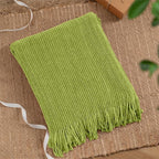 BATTILO HOME Apple Green Throw Blanket for Couch, Soft Chenille Knit Throws with Tassels for Home Decor, Spring Green Throws 