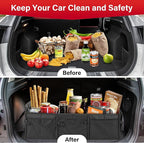 Simple Deluxe Car Trunk Organizer, Multi Compartments Collapsible Trunk Storage, Anti-slip, Waterproof 600D Oxford Polyester,