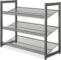 Whitmor Steel Mesh 3-Tier Shoe Rack, Gunmetal Gray